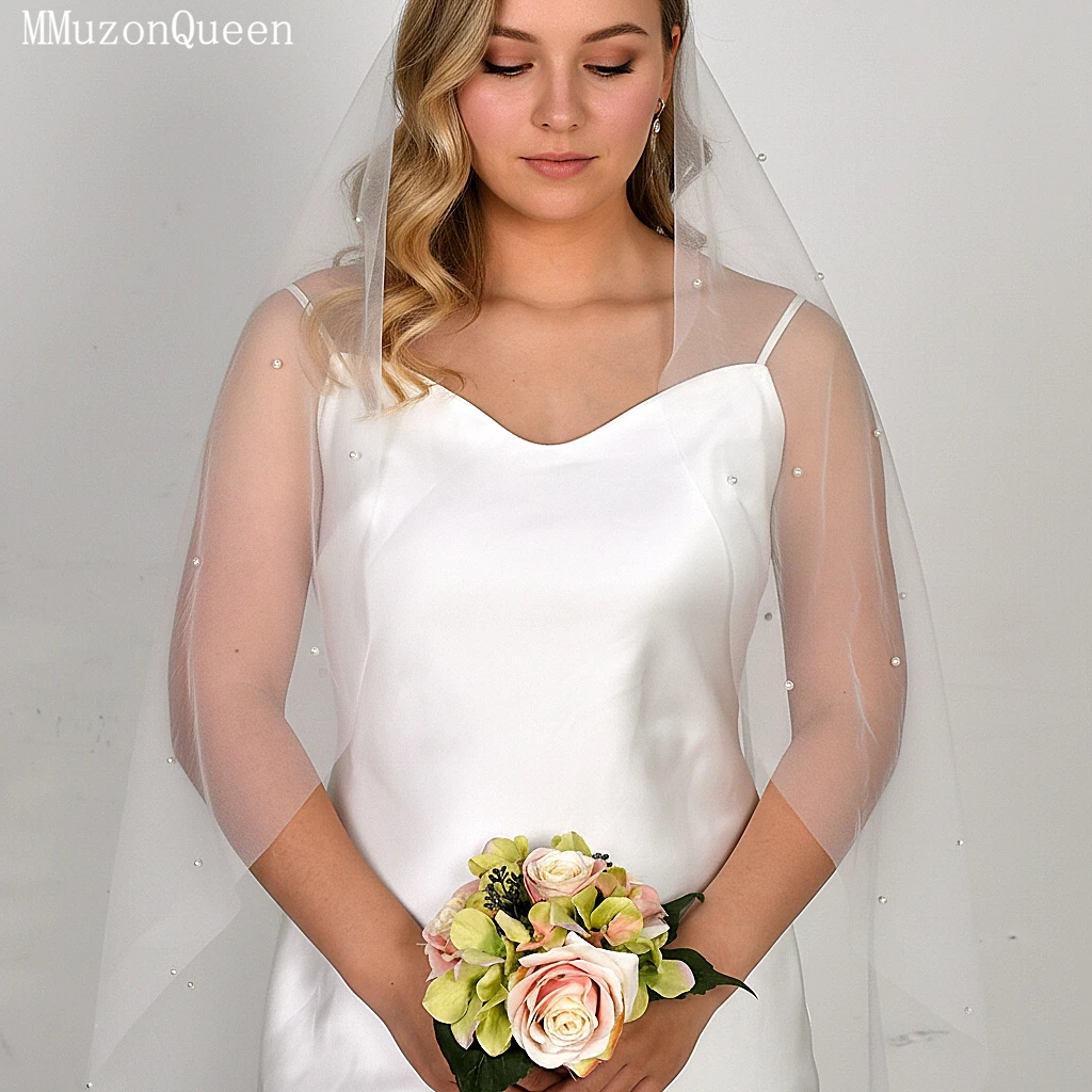 TOPQUEEN ثلاثية الأبعاد زهرة الحجاب الزفاف كاتدرائية الحجاب الزفاف مع كريم اللؤلؤ الأبيض مع مشط اكسسوارات الزفاف للتخصيص V52m #4