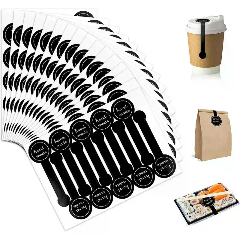 50 Sheets Black Hand Made Sealing Stickers With Strong Adhesion Perfect For Gift Wrapping Baking Packaging DIY Craft