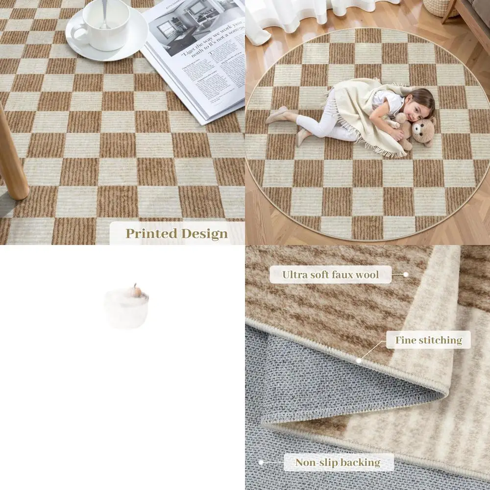 

Моющийся клетчатый коврик длиной 6 футов — игровая комната, детская, нескользящая, нейтральный круг, геометрический, мягкий ковер для классной комнаты, общежития, спальни