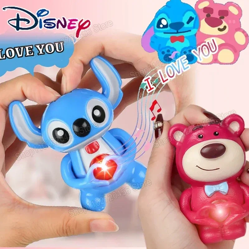 

Disney Lilo&Stitch Action Figures Children's Toys Cute Lotso Stitch Voice Light Up Keychain Couple Confession Gift New Year Gift