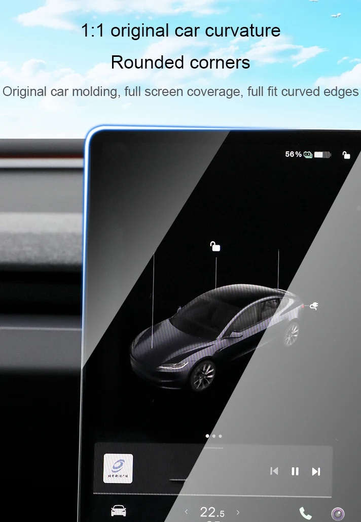 For Tesla Model 3 Highland Ultra-clear Tempered Glass Screen Protector Center Display Film Protect Set Wireless Charging Mat