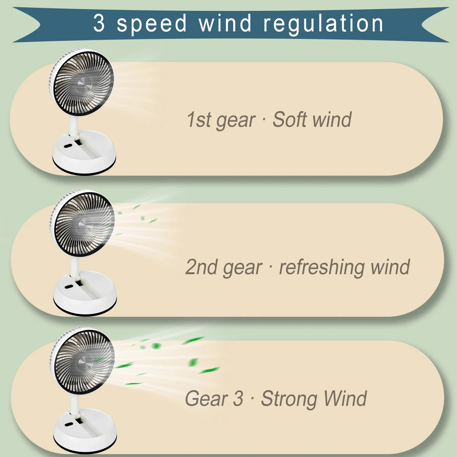 Nowy Teleskopowy Składany Wentylator Gale Czas Trzęsania Zewnętrzny Wentylator Zdalnie Sterowany Podłogowy Przenośny 7-calowy Składany USB