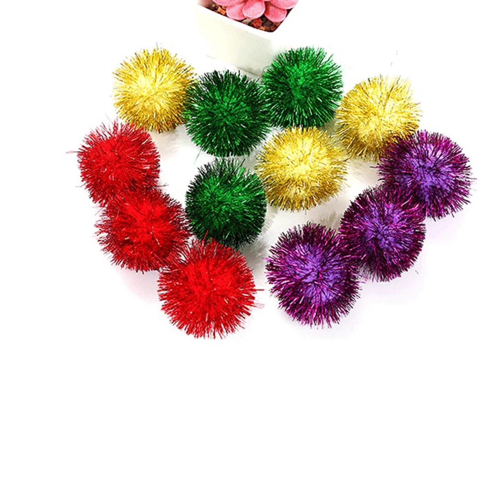 

30 PCS Sparkly Cat Toys Supplies Hairy Furry Friend Balls Tinsel Playtime for Cats