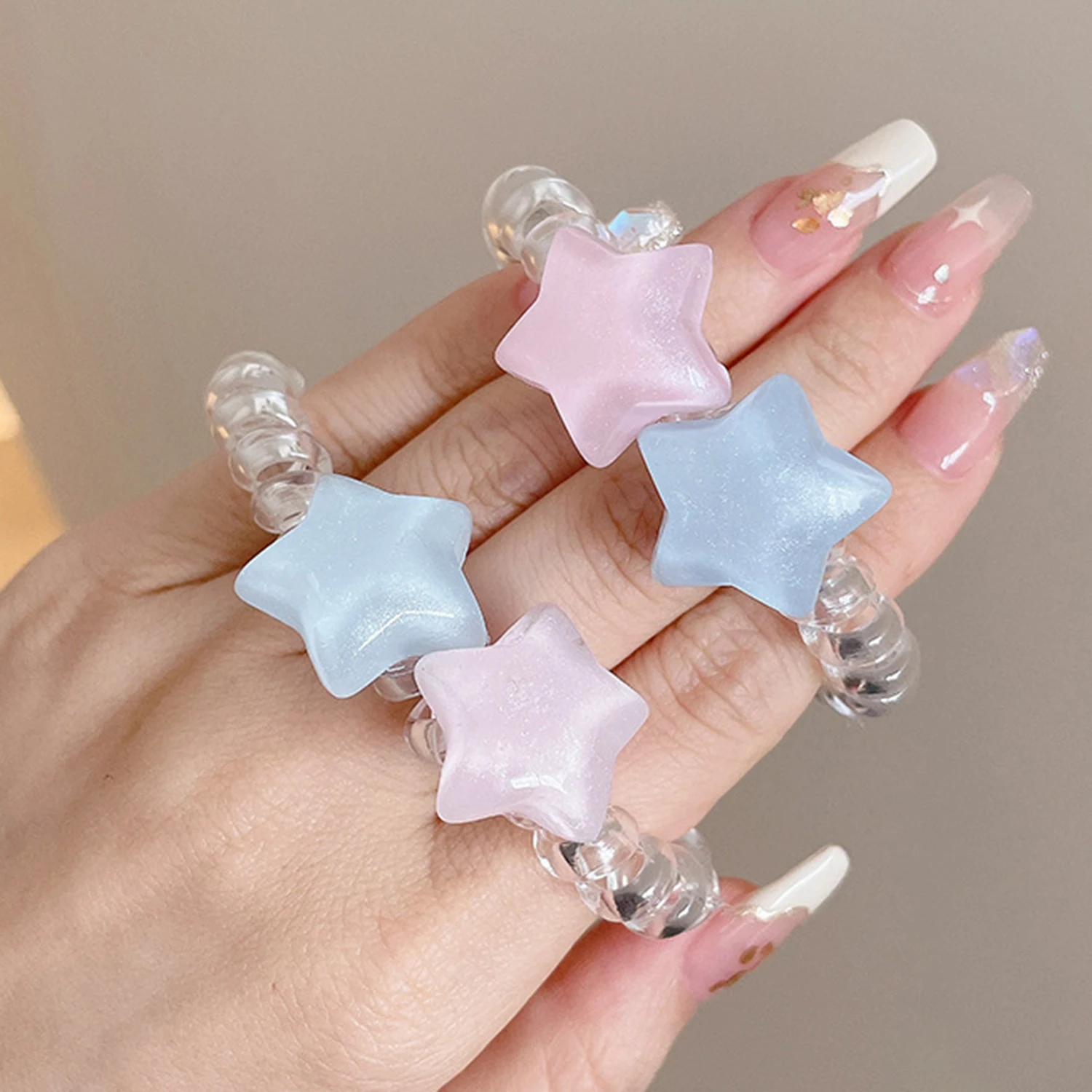 Korea's New Shiny Five-pointed Star Hair Ties Solid Color Small High Elasticity Seamless All-match Temperament Hair Tie