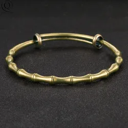 Antique Brass Metal Creative Bamboo Bracelet Bangle Pure Copper Women Fashion Punk Cuff Bangles Bracelets Women Party C-shaped