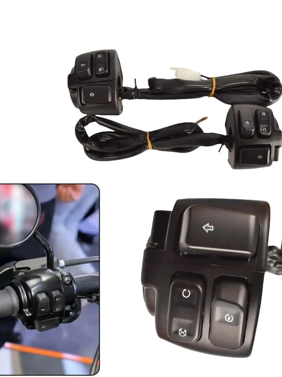 Voor Harley 883 1 "25mm Aluminium Motorfiets Stuur Schakelaars Kill Start Richtingaanwijzer Schakelaar Knop Met kabelboom - afbeelding 2