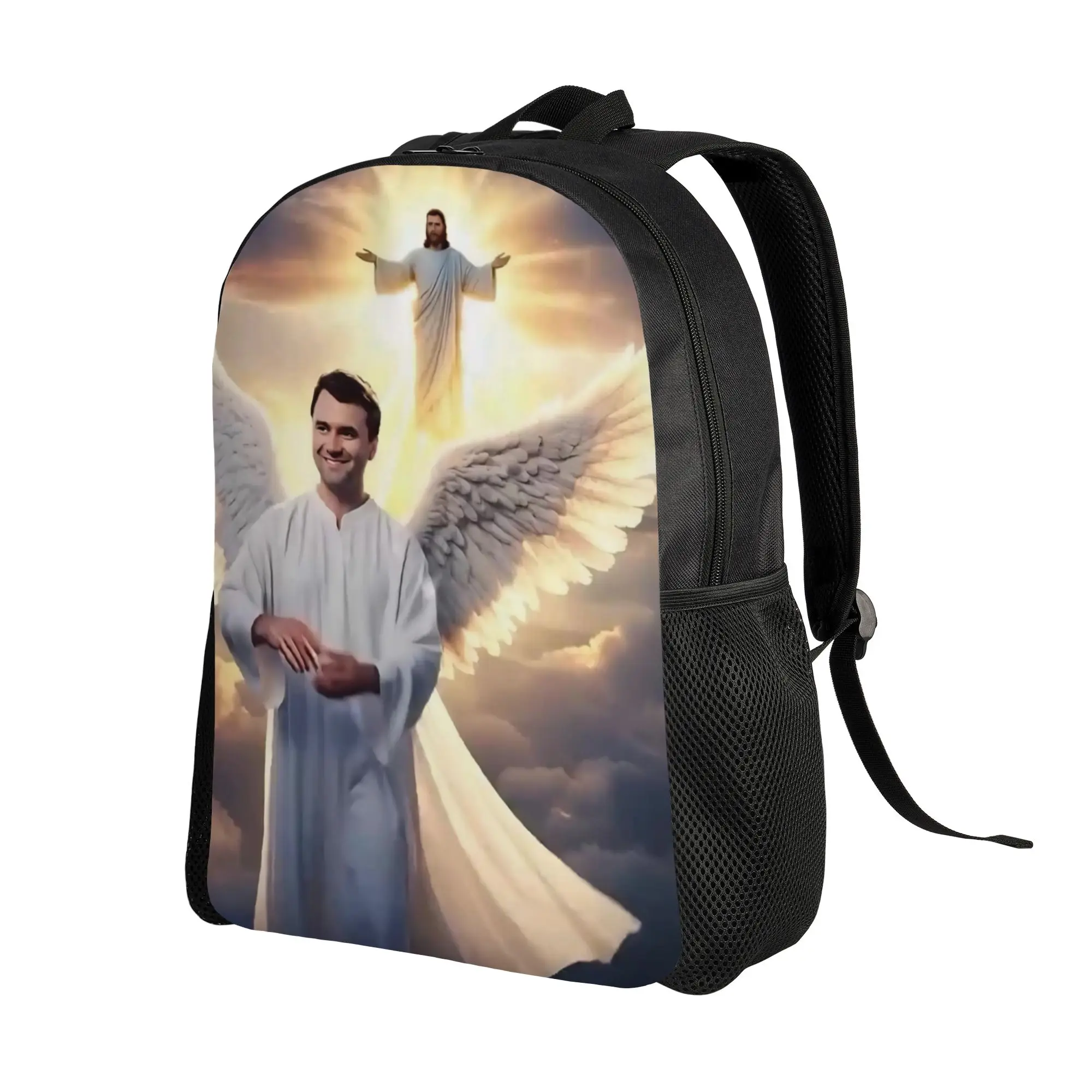 Charlie Kirk Angel 1993-2025  Backpack  Boy Girl Polyester Camping Backpacks Large Stylish School Bags Rucksack