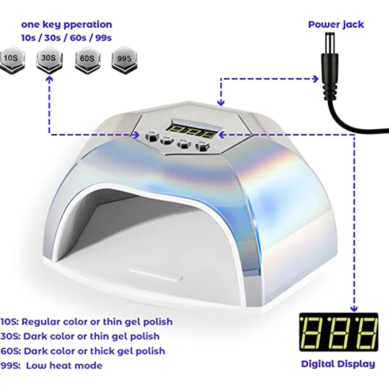 66LEDs Powerful Nail Dryer UV LED Nail Lamp For Curing Gel Nail Polish With Motion Sensing Manicure Pedicure Salon Tool