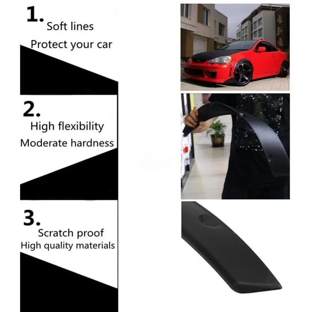 4Pcs/Set 3.1 Inch/80mm Universal Mudguards Flexible Car Fender Flare Wheel Arch Protector Car Mud Flaps Mudflaps Splash Guards