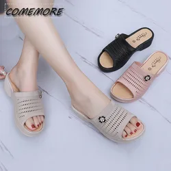 Ladies Shoes Summer 2023 New Women's Slope Heel Slippers Platform Sandals Beach Fashion Flip Flops Breathable Casual Shoe Female