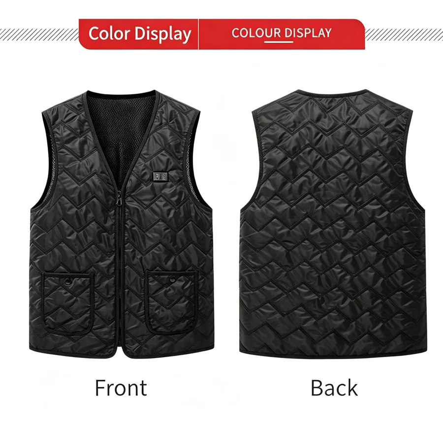 8 Heizzonen USB Elektrisch Beheizte Weste für Männer und Frauen 3-Stufen-Temperaturregelung Unisex Winter Warme Thermoweste für Outdoor-Aktivitäten – Detail 17