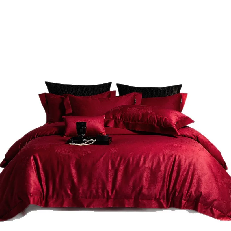 

Long staple cotton, Yayun, big red, four piece set, high end, pure cotton, dowry, bedding.