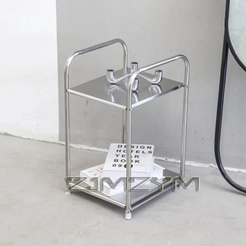 Stainless Steel Side Table Multi-Functional End Coffee Table Simple Living Room Storage Rack，Chairs for Bedroom