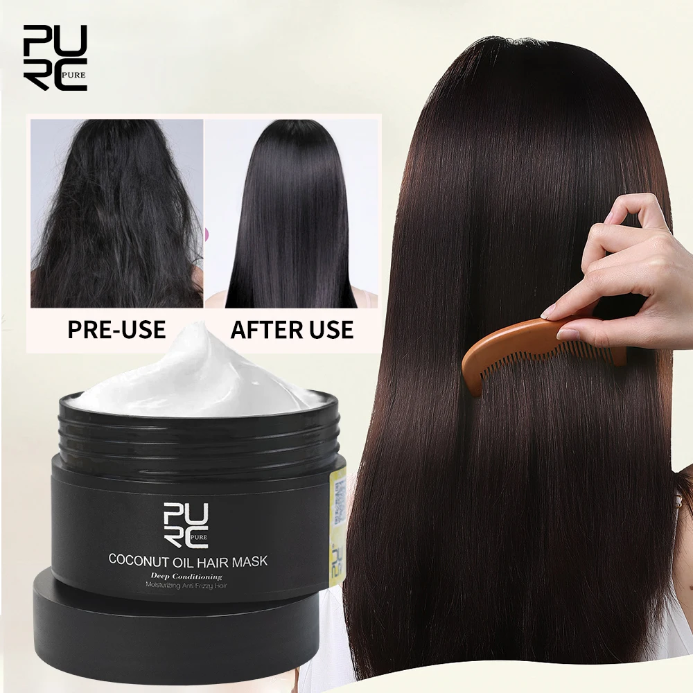 PURC Coconut Oil Hair Mask Keratin Hair Treatment Products Professional Soft Smoothing Straightening Repair Damage Hair Care