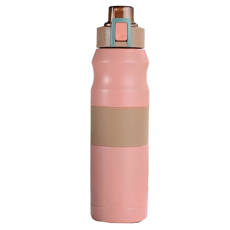 Promotion! Pink Outdoor Portable Straight Drink Jumping Cup 304 Stainless Steel Double Layer Thermos Cup Sports Bottle