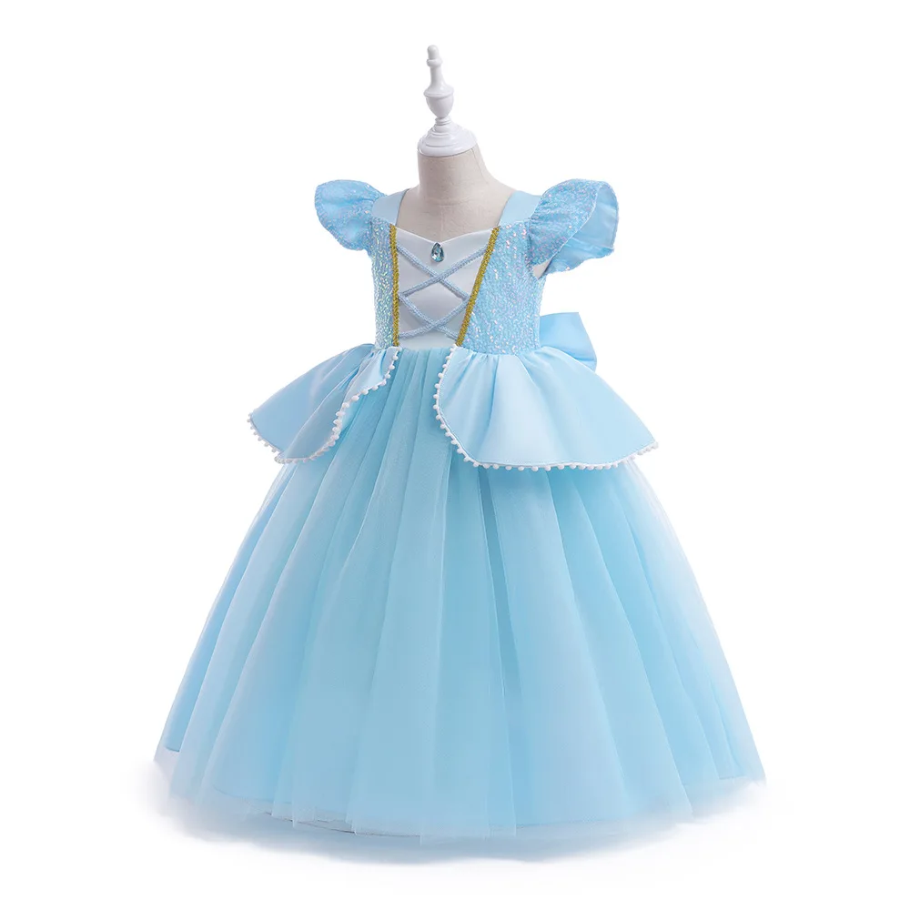 Girls Party Dresses 100cm-150cm Cosplay Princess Dress Birthday Wedding Long Gauze Ball Gown