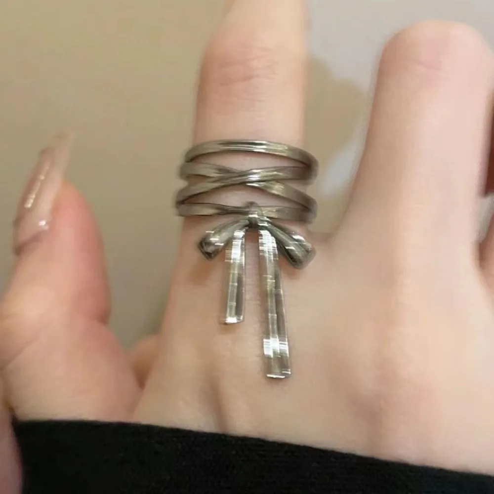 

Fashion Adjustable Ribbon Ballet Ring Sweet Chic Bowknot Finger Ring Jewelry Alloy Bow-tie Opening Ring Gift