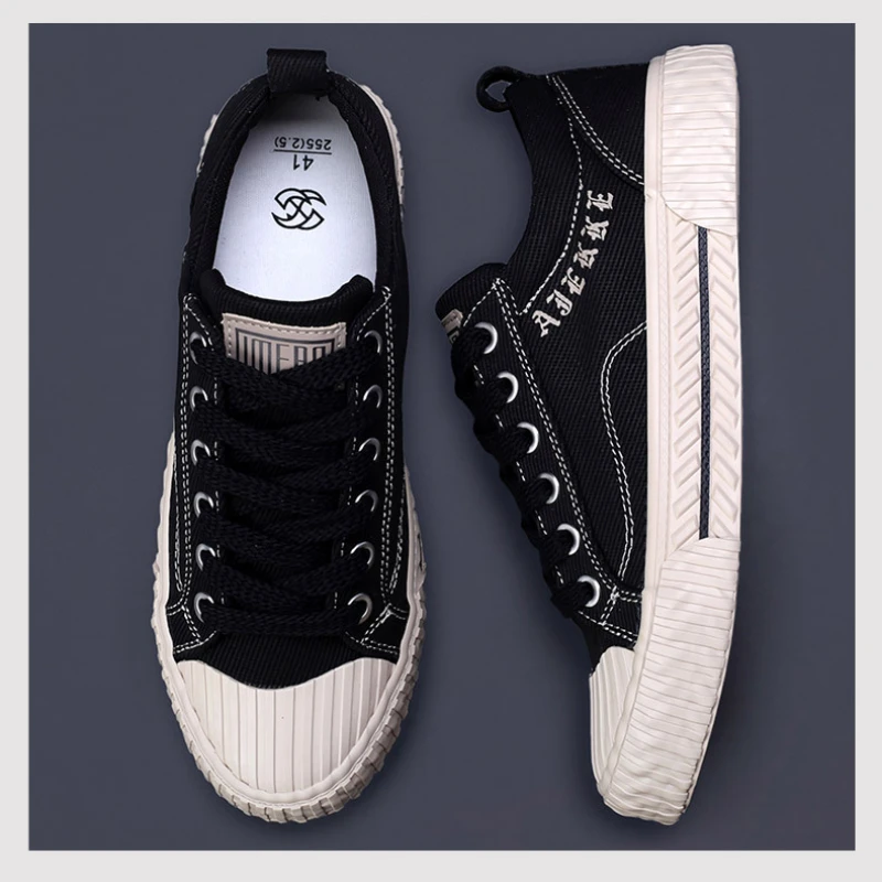 White Canvas Shoes for Men Casual Autumn Vulcanized Shoes Lace-up Students Cloth Shoe Men\'s Flats Sneakers Men Board Shoes