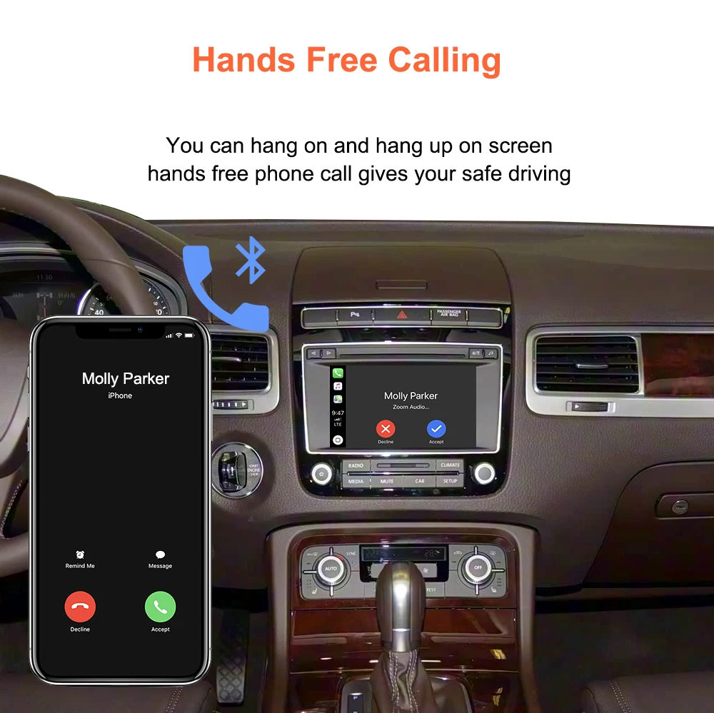 Bonroad Wireless Carplay Android Auto Retrofit Decoder Box für Volkswagen Touareg mit 6,5-Zoll-Bildschirm RCD550 2011–2018 Mirroring – Detail 12