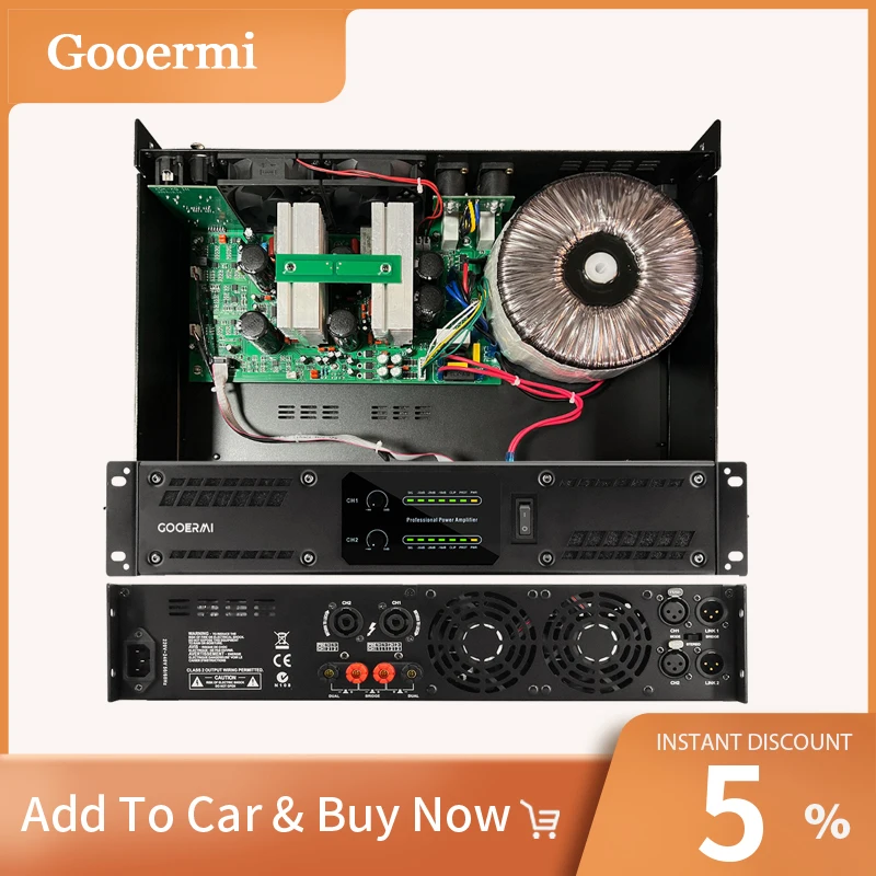 Gooermi penguat daya Audio 2 saluran Stereo, penguat daya Digital profesional kelas D penguat KTV Amplifier