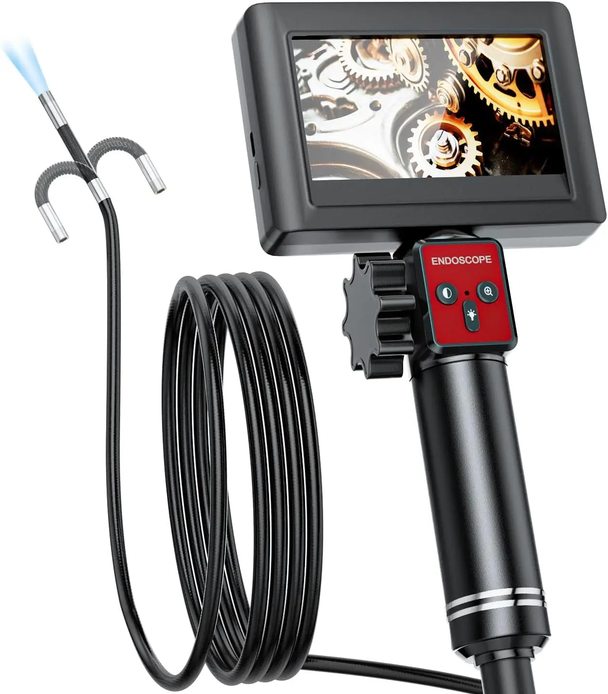 Flexible Waterproof Borescope Camera with Articulating Lens, 4.3