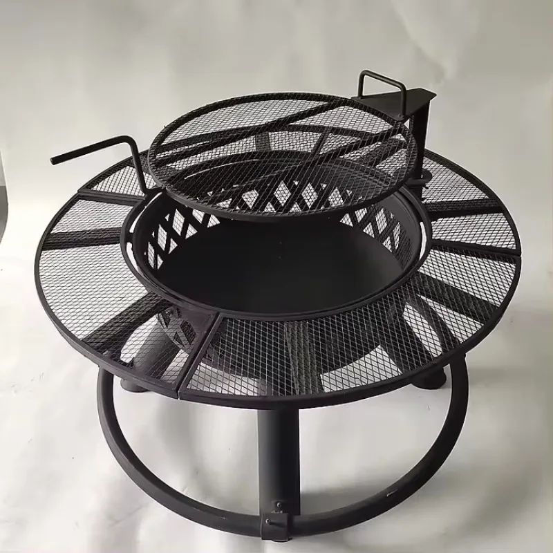 2026 39 Inch Adjustable Height Grill Mesh Rust Corten Steel Fire Pit Heavy Duty Bbq