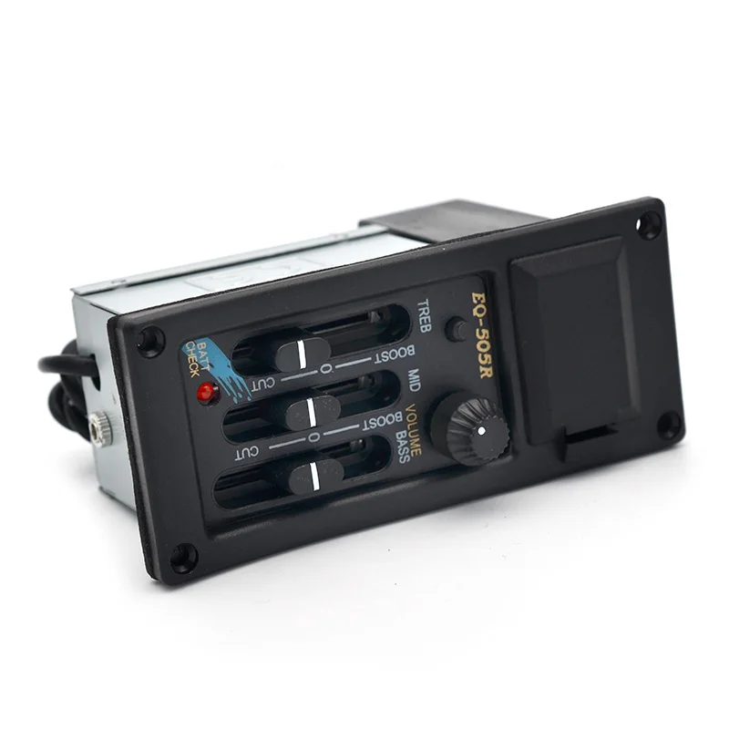 3 Band Right Hand EQ-505R Acoustic Guitar EQ Equalizer Preamp Amplifier Guitar Pickup with 6.5MM Output Black Guitar Part