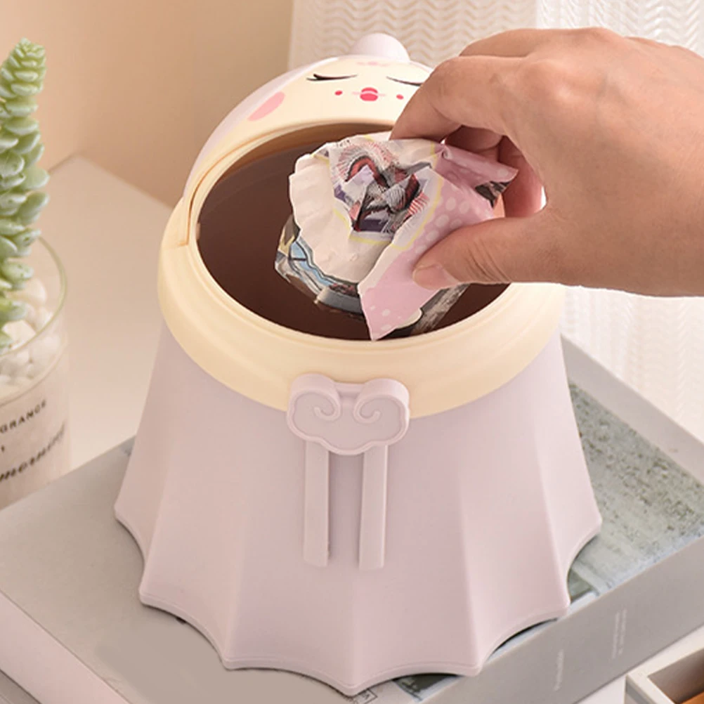 

Small Chinese Style Trash Bin Mini Desktop Garbage Can with Lid for Kitchen Bathroom Office Hotel Desktop Trash Can