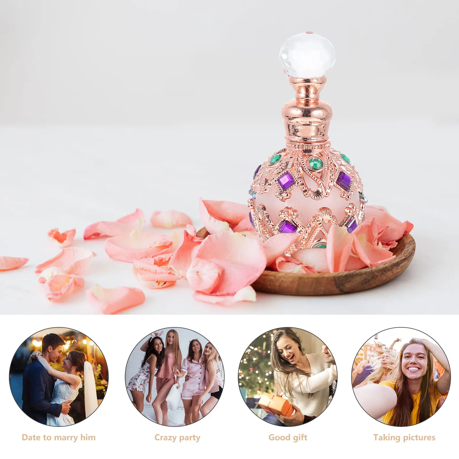 

1Pcs Beautiful Glass Perfume Bottle Quality Essential Oil Container Easy Fill Travel Friendly Cosmetic Package