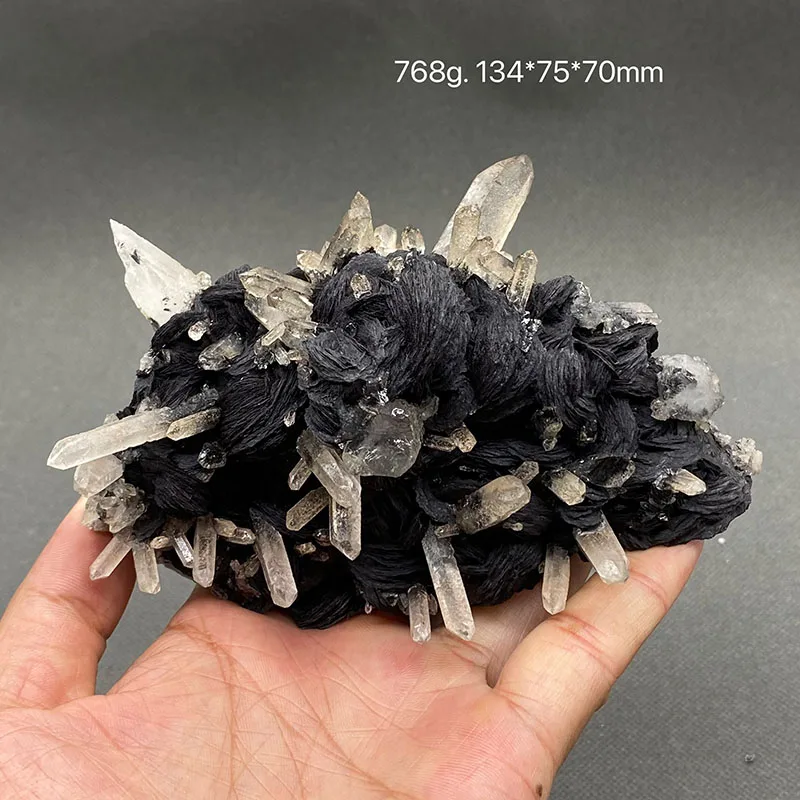 

100% Natural Specular hematite and crystal symbiosis mineral specimen crystal stones and crystals quartz healing crystal