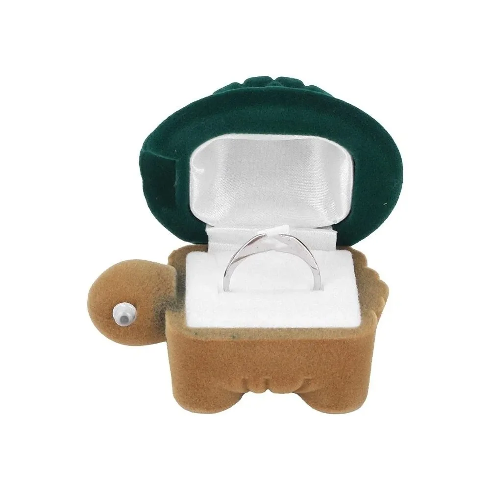 

Little Turtle Shape Turtle Jewelry Box Soft Material Unique Turtle Design Flocked Jewelry Box Portable Mini Jewelry Organizer
