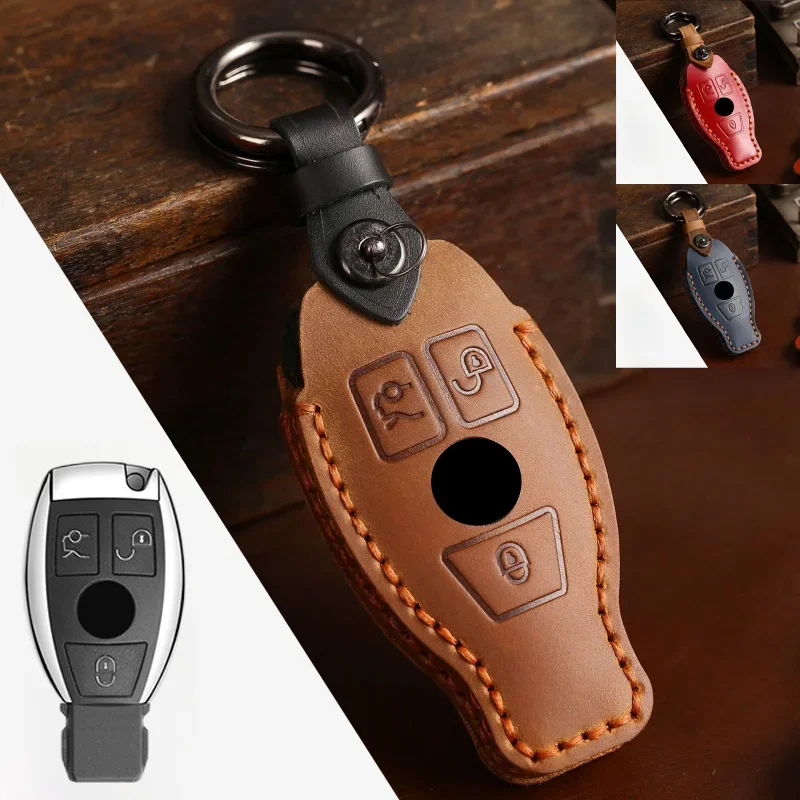 Genuine Leather Car Key Case Cover For Benz CLA CLK CLS E250 E320 E350 E500 E550 C180 C250 C280 C300 C350 C400 C63 GL GLA GLC