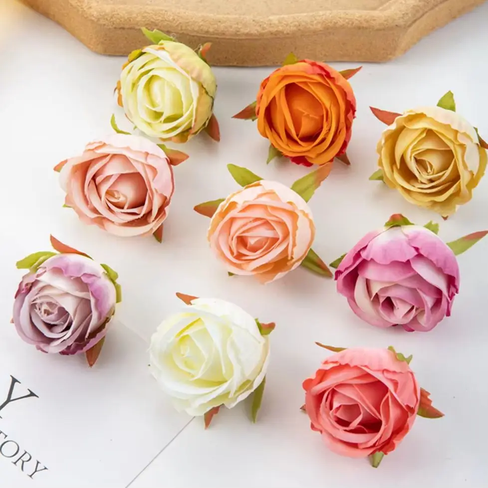 

50/100Pcs Silk ArtificialFlower Rose Christmas wreath Festival Party Decor Home Outdoor Garden wall Wedding bouquet Diy gift Box