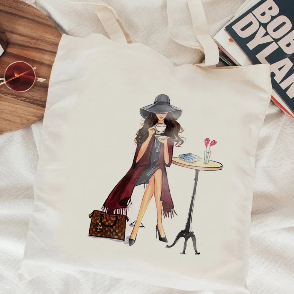 Coffee Love shopping bag bolsas de tela grocery tote shopper canvas bolso bag sacola sac cabas fabric net custom