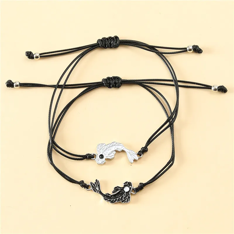 Yin Yang Tai Chi Fish Bracelet For Women Men Fashion National Dripping Oil Friendship Couple Bracelets Jewelry Gift Wholesale