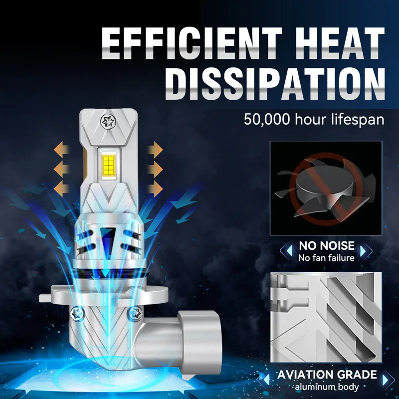 2Pcs Universal LED Lights 9005/HB3 25000LM Auto Light Car Headlight Bulb for Car Lamp White CSP LED Chips