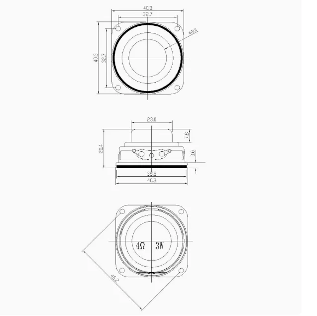 Unidad PortableSpeaker de 40mm de rango completo de 1,5 pulgadas para altavoz Bluetooth, Audio para el hogar, bricolaje, 4ohm, 3W, piezas de reparación de altavoz de graves, 2 piezas