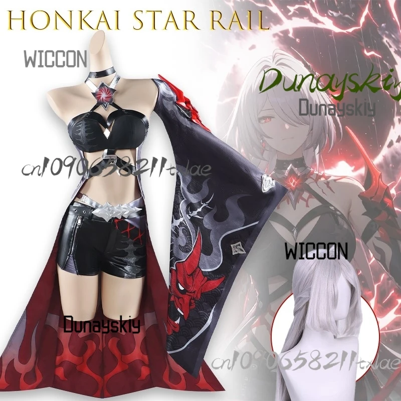 

cheron Cosplay Costume Honkai Star Rail Huang Quan Red and Purple Outfit Sexy Uniform Carnival Party Role Play Dress for Women﻿