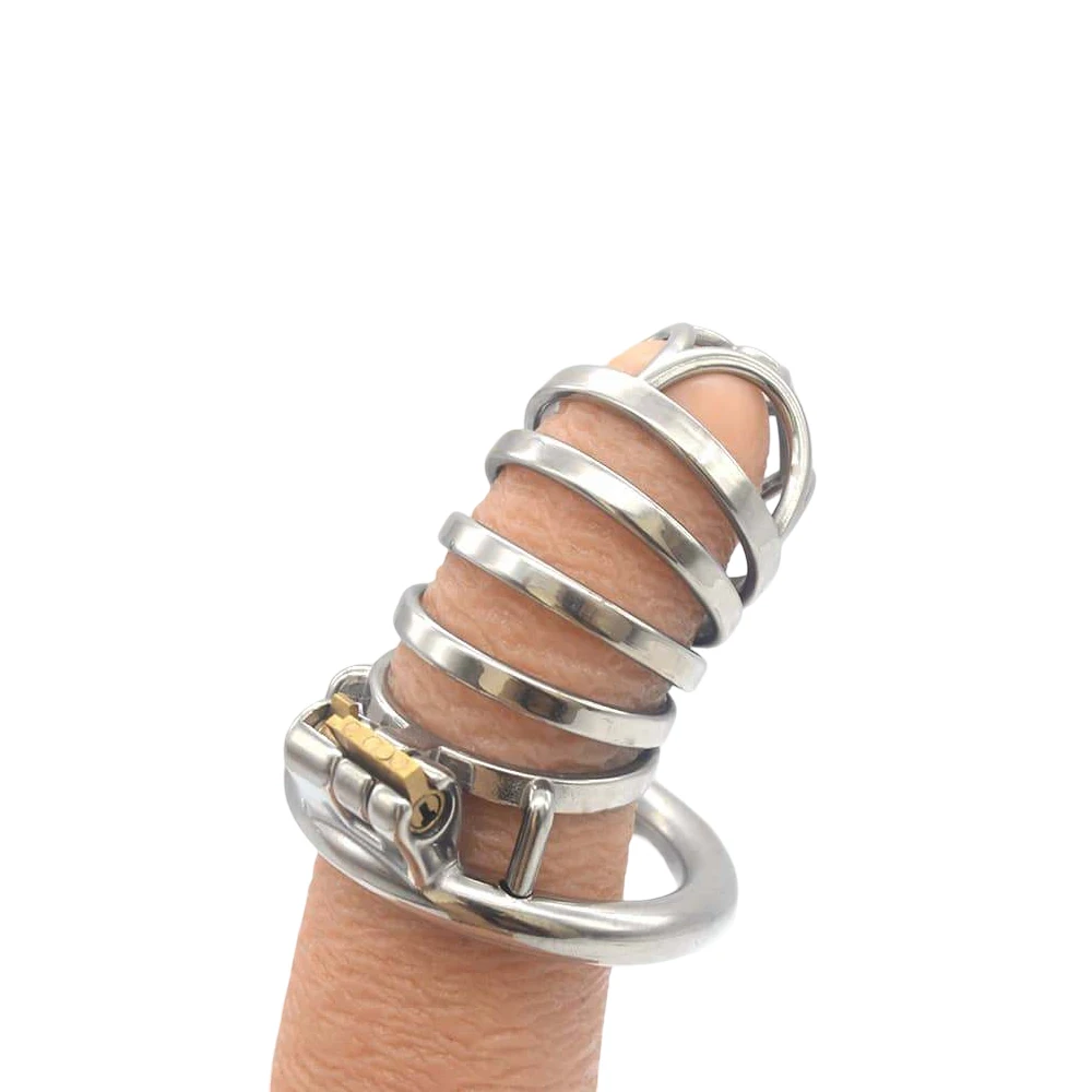 FRRK 09 Jaula de castidad hueca con cerradura uretral grande, ataduras para pene con múltiples anillos, jaula para pene, juguete sexual fetiche para hombre Gay SexShop 