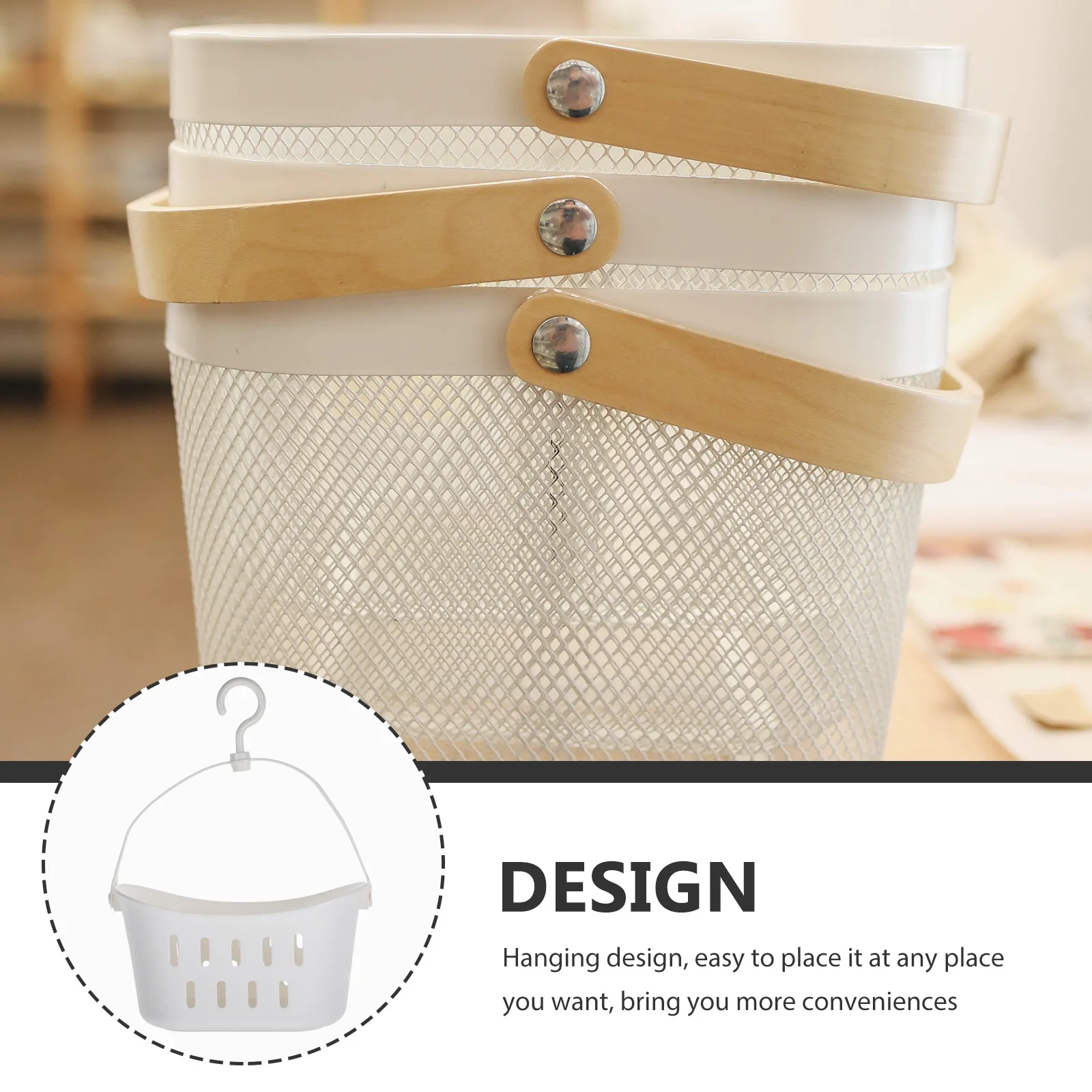 

Snack Storage Basket Hanging Organizer Bathroom Shower Rectangle Container Portable Basket Toys Bathing Supplies Laundry