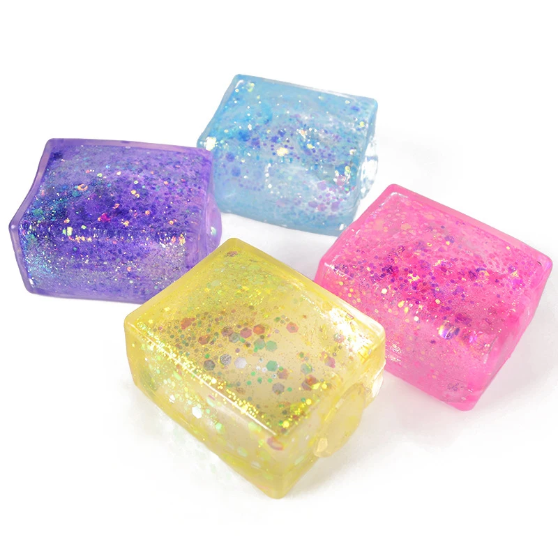 Tofu simulato di maltosio Piccoli cubetti di ghiaccio Antistress Rimbalzo lento Luce polare Colorata Spremere TPR Blocco Giocattolo di decompressione