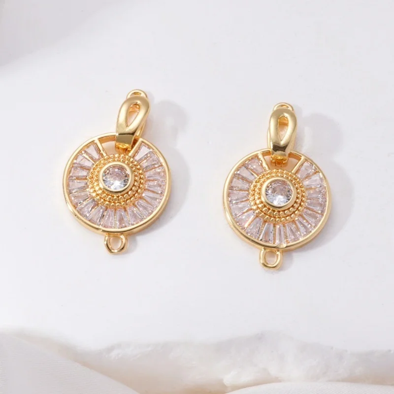 1 Copper Inlaid T Square Zirconium Large Disc Pearl Necklace Connecting Buckle Accessorie DIY Jewelry Making Materials Wholesale