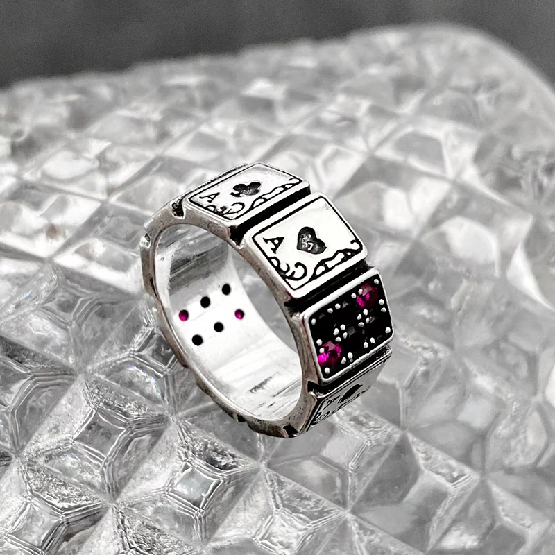 Punk Retro Playing Card Diamond-set Decoration Ring Suitable For Summer Travel Fashion Jewelry image 4