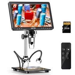 RIEVBCAU 10.1'' HDMI Digital Microscope 2000X Coin Microscope with 10 LEDs 20MP Soldering Microscope for Electronics,PCB, Repair