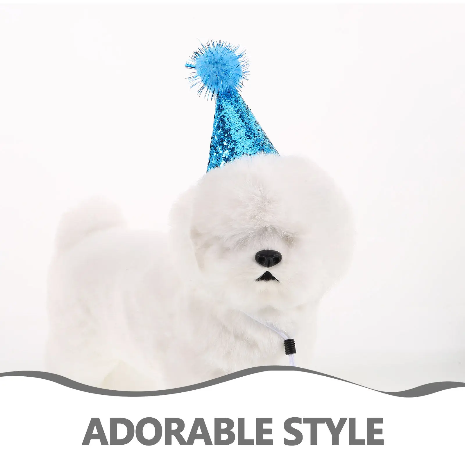10Pcs Pet Birthday Hat Shiny Cat Dog Party Hat Pom Pom Adjustable Comfortable Practical for Pet Birthday Party Celebrations