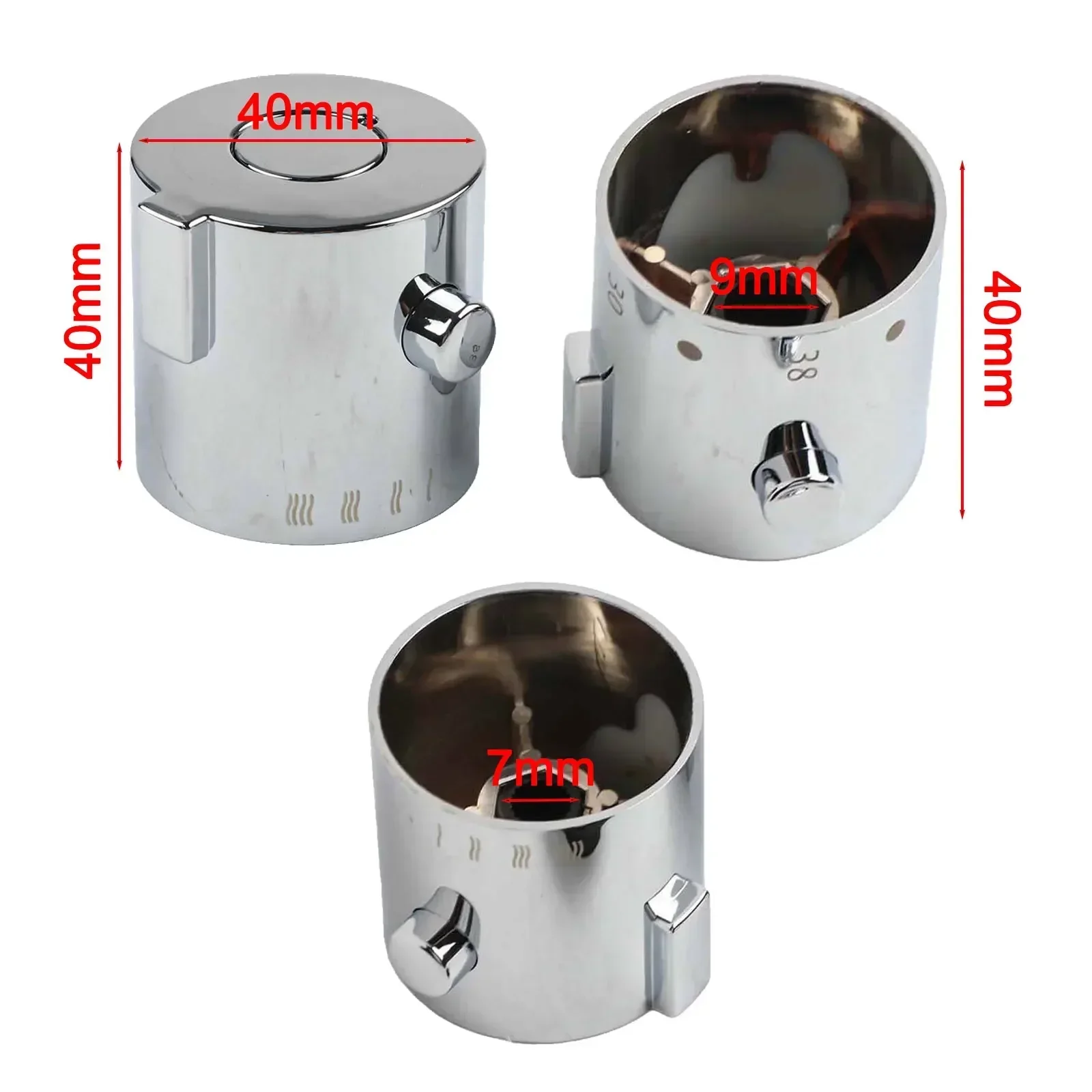 Thermostatic Shower Temperature Control Handle Knob Pair With Chrome Finish For Tub Mixer And Bar Shower Valve