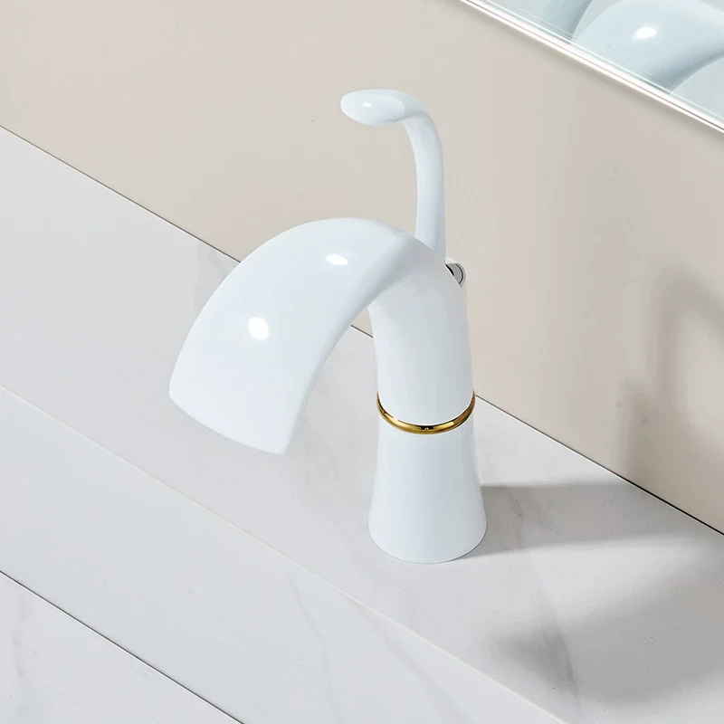 

New Basin Faucet Hot and Cold Bathroom Single Lever Brass Waterfall Sink Mixer Decked White Black Single Lever Sink Mixer