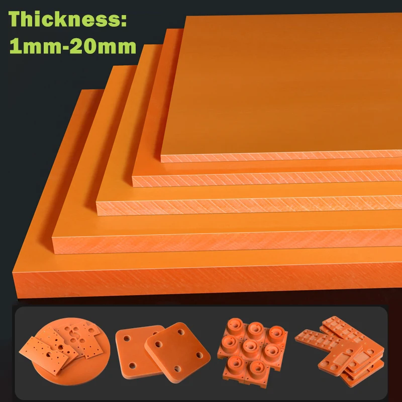 1~10pcs Thickness 1-20mm Orange Electrical Bakelite Board Insulated Plate Insulation Phenolic Resin Boards Temperature Resistant