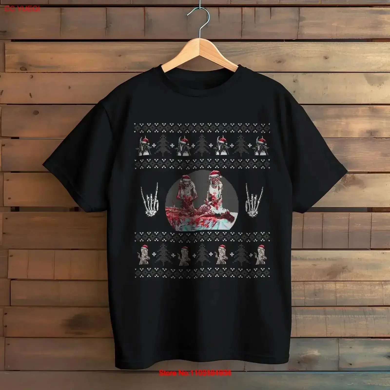 عيد ميلاد سعيد Creepmas الرعب عيد الميلاد تي شيرت القوطي عيد الميلاد غوري هدية لخمر غسلها الرسم لينة تنوعا امتدت خمر غسلها