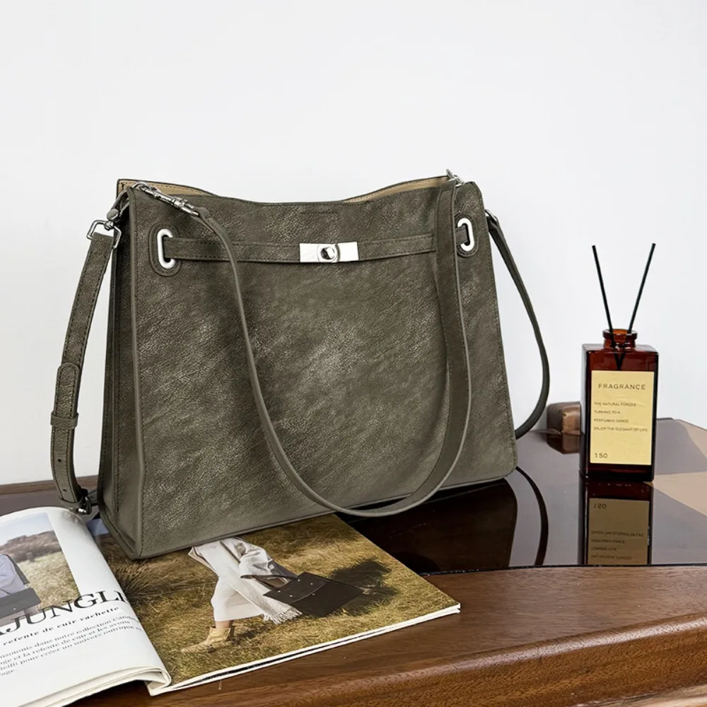 

Осенние и зимние нишевые сумки в стиле ретро, кожа большой вместимости, высококачественные текстурированные сумки, женская мода, высокая классика